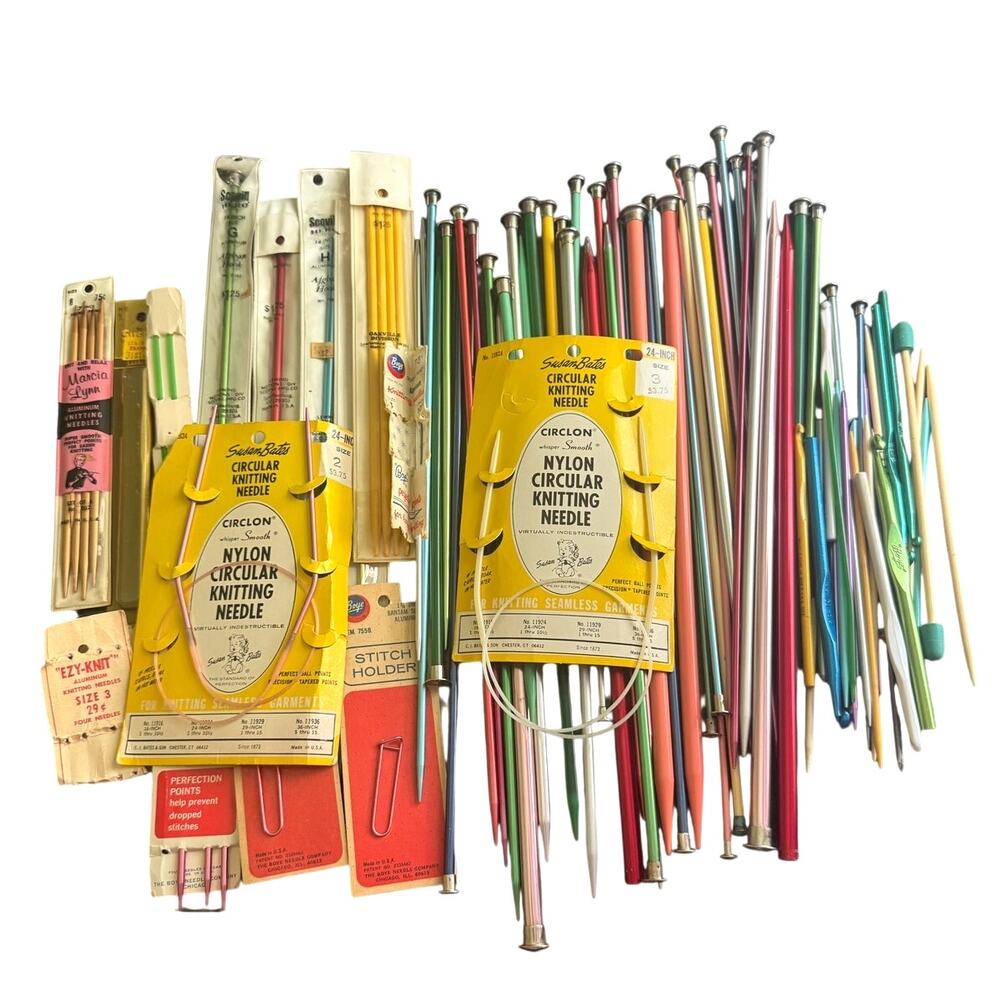 Vintage‎ Lot Knitting Crochet Needles Circular Aluminum Plastic Stitch Holder